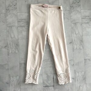 Lili Gaufrette Pale Pink Eyelet Scalloped Hem Leggings (3T)